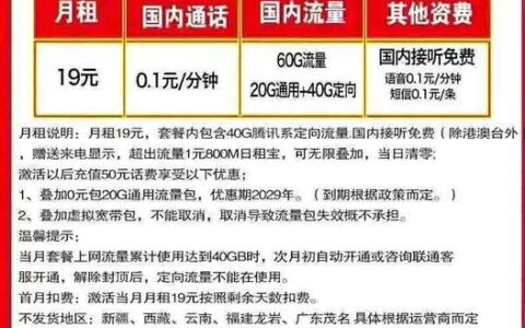 联通大王卡19元套餐：低价高性价比，满足日常通话和上网需求