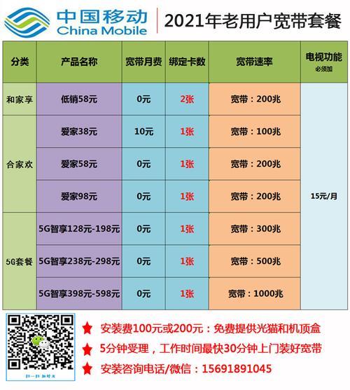 大厂移动宽带收费标准解析